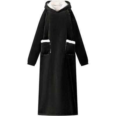 vidaXL Bluza-koc Czarny 130 x 82 cm Fleece i Flanela vidaXL Bluza-koc Czarny 130 x 82 cm Fleece i Flanela