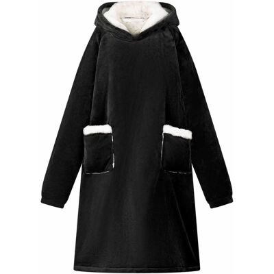 vidaXL Bluza-koc Czarny m Fleece i Flanela vidaXL Bluza-koc Czarny m Fleece i Flanela
