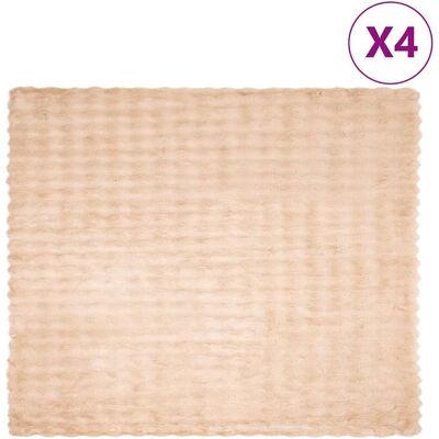 vidaXL Koc z futra sztucznego królika 4 pcs Beżowy 220 x 240 cm vidaXL Koc z futra sztucznego królika 4 pcs Beżowy 220 x 240 cm