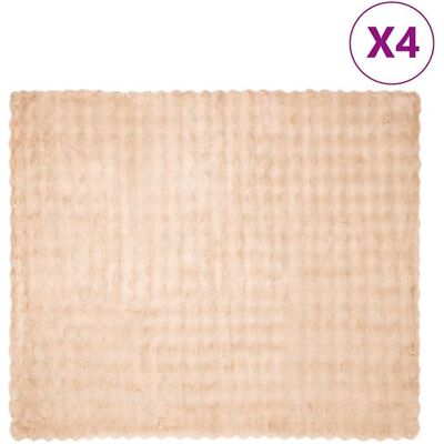 vidaXL Koc z futra sztucznego królika 4 pcs Beżowy 240 x 270 cm vidaXL Koc z futra sztucznego królika 4 pcs Beżowy 240 x 270 cm