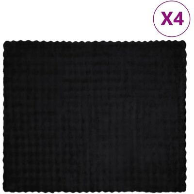 vidaXL Koc z futra sztucznego królika 4 pcs Czarny 220 x 240 cm vidaXL Koc z futra sztucznego królika 4 pcs Czarny 220 x 240 cm