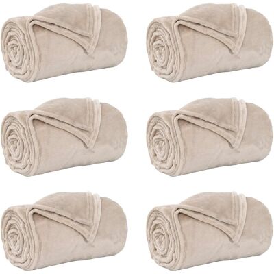 vidaXL Koce narzutowe 6 pcs Beżowy 130 x 150 cm Polar vidaXL Koce narzutowe 6 pcs Beżowy 130 x 150 cm Polar