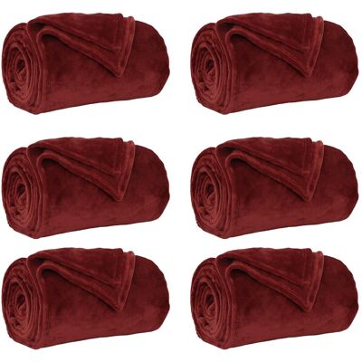 vidaXL Koce narzutowe 6 pcs Bordeaux Czerwony 150 x 200 cm Polar vidaXL Koce narzutowe 6 pcs Bordeaux Czerwony 150 x 200 cm Polar