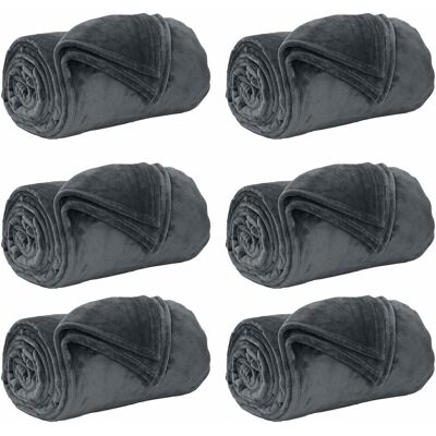 vidaXL Koce narzutowe 6 pcs Ciemnoszary 130 x 150 cm Polar vidaXL Koce narzutowe 6 pcs Ciemnoszary 130 x 150 cm Polar