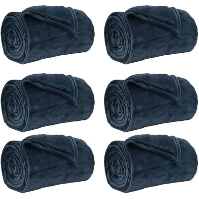 vidaXL Koce narzutowe 6 pcs Granatowy 240 x 270 cm Polar vidaXL Koce narzutowe 6 pcs Granatowy 240 x 270 cm Polar