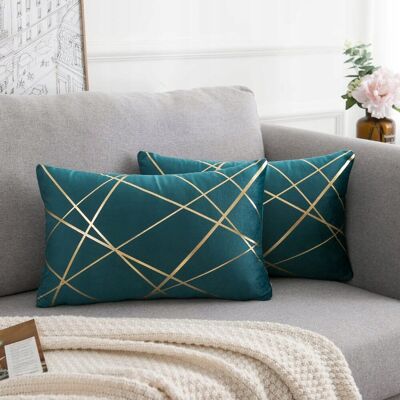 Inny producent ZESTAW 2 POSZEWEK WELUROWYCH 30x50 CM NIEBIESKO-ZIELONY GEOMETRYCZNY Inny producent ZESTAW 2 POSZEWEK WELUROWYCH 30x50 CM NIEBIESKO-ZIELONY GEOMETRYCZNY
