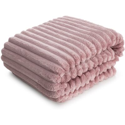 Eurofirany Gruby Koc Soft Pudrowy 220x200 Pasy 3d Prążki Ciepły Miękki Pled Kocyk Glam Eurofirany Gruby Koc Soft Pudrowy 220x200 Pasy 3d Prążki Ciepły Miękki Pled Kocyk Glam