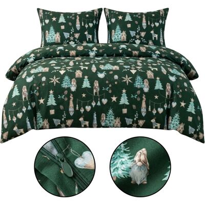 COTTON MARKET Komplet Pościeli 160x200 Z 2 Poszewkami 70x80 Wzór Świąteczny Świąteczne Skrzaty COTTON MARKET Komplet Pościeli 160x200 Z 2 Poszewkami 70x80 Wzór Świąteczny Świąteczne Skrzaty
