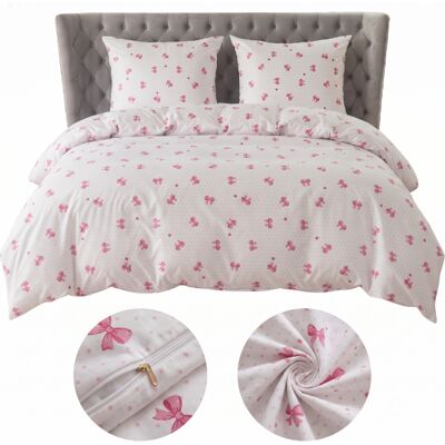 COTTON MARKET Komplet Pościeli 200x200 Z 2 Poszewkami 70x80 W Kokardki Pink Bows COTTON MARKET Komplet Pościeli 200x200 Z 2 Poszewkami 70x80 W Kokardki Pink Bows