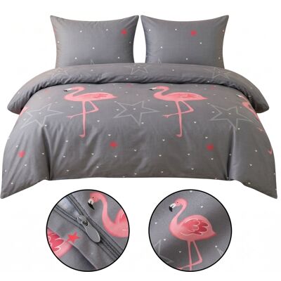 COTTON MARKET Komplet Pościeli 220x200 Z 2 Poszewkami 70x80 Różowe Flamingi COTTON MARKET Komplet Pościeli 220x200 Z 2 Poszewkami 70x80 Różowe Flamingi