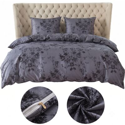 COTTON MARKET Komplet Pościeli 220x200 Z 2 Poszewkami 70x80 W Kwiaty Botanic Grey COTTON MARKET Komplet Pościeli 220x200 Z 2 Poszewkami 70x80 W Kwiaty Botanic Grey