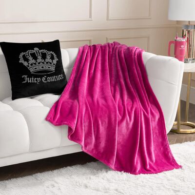 Pluszowy Koc Narzuta Juicy Couture 127x178 Cm Gorący Róż Miękki Pluszowy Koc Narzuta Juicy Couture 127x178 Cm Gorący Róż Miękki