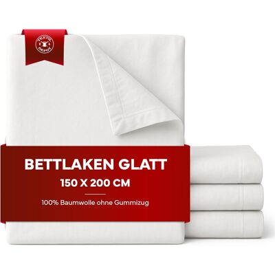 Inny producent Prześcieradło Płaskie 150x200 Cm Białe 100% Bawełna Bez Gumki Inny producent Prześcieradło Płaskie 150x200 Cm Białe 100% Bawełna Bez Gumki