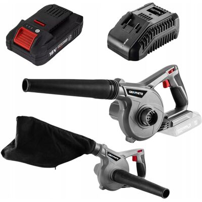 Dmuchawa Odkurzacz 2w1 Akumulatora + Bateria 4Ah + Ładowarka GRAPHITE Dmuchawa Odkurzacz 2w1 Akumulatora + Bateria 4Ah + Ładowarka GRAPHITE