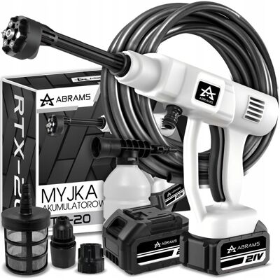 Abrams MYJKA CIŚNIENIOWA AKUMULATOROWA 60 BAR 2X AKU 21V 4AH MULTIFUNKCYJNA DYSZA Abrams MYJKA CIŚNIENIOWA AKUMULATOROWA 60 BAR 2X AKU 21V 4AH MULTIFUNKCYJNA DYSZA