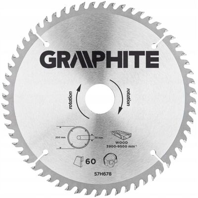 GRAPHITE Tarcza do pilarki, widiowa, 200 x 30 mm, 60 zębów GRAPHITE Tarcza do pilarki, widiowa, 200 x 30 mm, 60 zębów