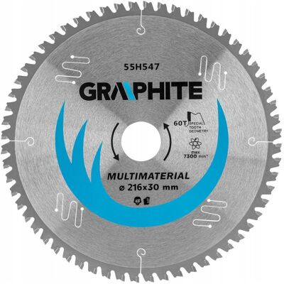 GRAPHITE Tarcza do pilarki, widiowa, 216 x 30 mm, 60 zębów, uniwersalna GRAPHITE Tarcza do pilarki, widiowa, 216 x 30 mm, 60 zębów, uniwersalna