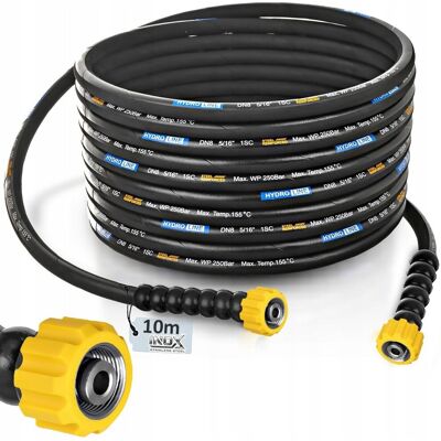Techkar Wąż 10m do myjki KARCHER HD HDS KRANZLE M22 DN8 Max 250Bar 155°C GWINT INOX Techkar Wąż 10m do myjki KARCHER HD HDS KRANZLE M22 DN8 Max 250Bar 155°C GWINT INOX