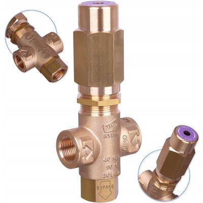 Zawór bezpieczeństwa MTM PRV40 T 400bar 90°C 30l/min gwint 3/8 do myjki Zawór bezpieczeństwa MTM PRV40 T 400bar 90°C 30l/min gwint 3/8 do myjki
