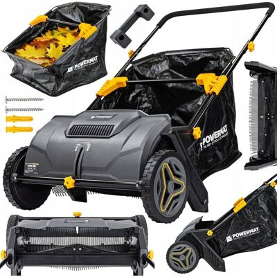 Powermat Zbieracz do Liści Zamiatarka Ręczna 530 Mm do Liści Trawy z Koszem 100 L Powermat Zbieracz do Liści Zamiatarka Ręczna 530 Mm do Liści Trawy z Koszem 100 L