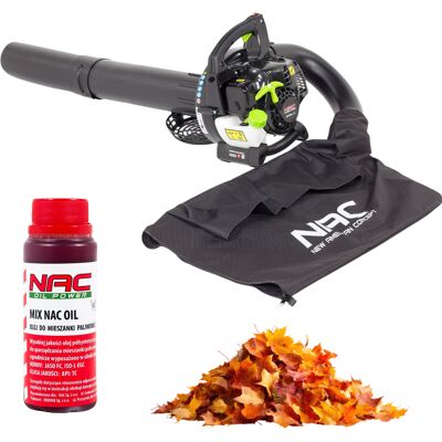 Odkurzacz do liści spalinowy NAC BVP260-1-Y dmuchawa 3w1 rozdrabniacz 10:1 26 cm3 0,7 kW 225 km/h worek 45 l + olej 2-suwowy NAC OIL MIX 0,1 l Odkurzacz do liści spalinowy NAC BVP260-1-Y dmuchawa 3w1 rozdrabniacz 10:1 26 cm3 0,7 kW 225 km/h worek 45 l + olej 2-suwowy NAC OIL MIX 0,1 l