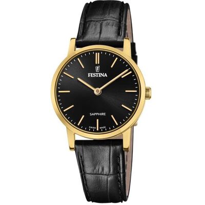 Festina, Zegarek damski, Swiss Made F20017/3, czarno-złoty Festina, Zegarek damski, Swiss Made F20017/3, czarno-złoty