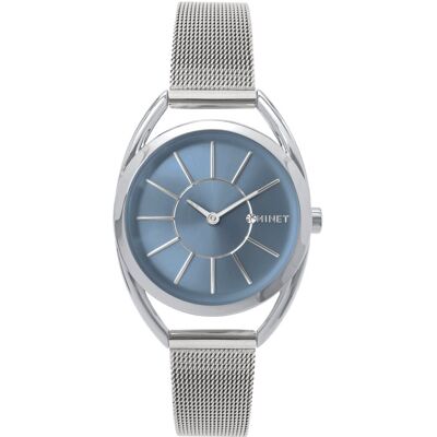 MINET Srebrny zegarek damski ICON BLUE MESH MINET Srebrny zegarek damski ICON BLUE MESH