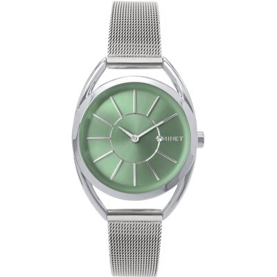 MINET Srebrny zegarek damski ICON GREEN MESH MINET Srebrny zegarek damski ICON GREEN MESH