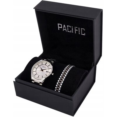 Pacific X0037-01 Komplet Srebrny Zegarek Bransoletka Elegancki Zestaw Dla Pacific X0037-01 Komplet Srebrny Zegarek Bransoletka Elegancki Zestaw Dla