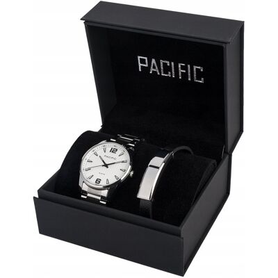 Pacific X0080-11 Komplet Srebrny Zegarek Bransoletka Elegancki Zestaw Dla Pacific X0080-11 Komplet Srebrny Zegarek Bransoletka Elegancki Zestaw Dla