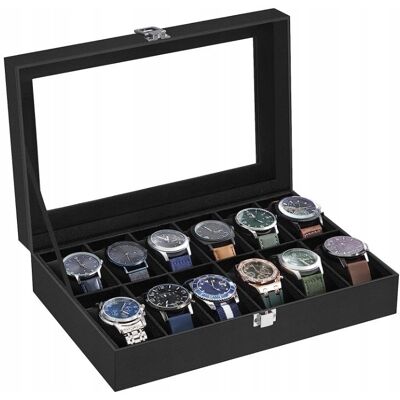 songmics Pudełko Na Zegarki Męskie Szkatułka Elegancka Organizer Etui Na 12 Zegarków songmics Pudełko Na Zegarki Męskie Szkatułka Elegancka Organizer Etui Na 12 Zegarków