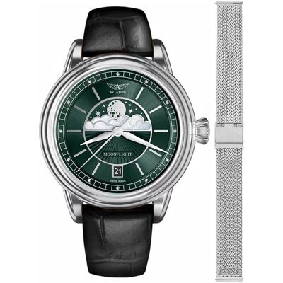 Zegarek Damski Aviator V.1.33.0.262.4BM-SET srebrny Zegarek Damski Aviator V.1.33.0.262.4BM-SET srebrny
