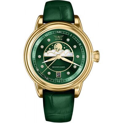 Zegarek Damski Aviator V.1.33.1.391.4 PL zielony Zegarek Damski Aviator V.1.33.1.391.4 PL zielony