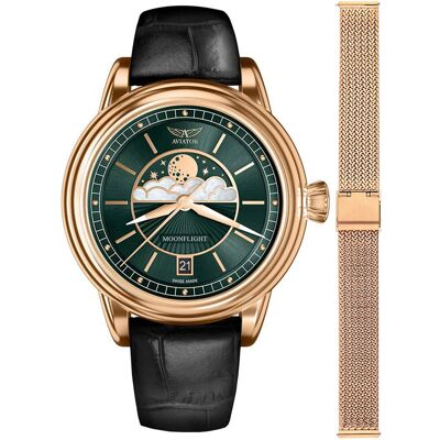 Zegarek Damski Aviator V.1.33.2.263.4BM-SET różowe złoto Zegarek Damski Aviator V.1.33.2.263.4BM-SET różowe złoto