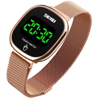 Zegarek damski / SKMEI / bransoleta mesh / złoty / czarny / LED Zegarek damski / SKMEI / bransoleta mesh / złoty / czarny / LED
