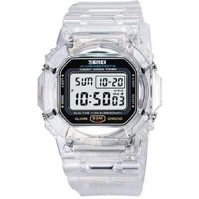 Zegarek damski / SKMEI / elektroniczny / biały / stoper / timer / 12/24h Zegarek damski / SKMEI / elektroniczny / biały / stoper / timer / 12/24h
