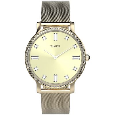 Zegarek Damski Timex Tw2W19300 Cyrkonie Złoty Zegarek Damski Timex Tw2W19300 Cyrkonie Złoty