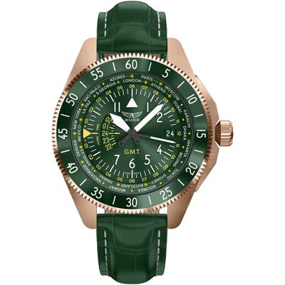 Zegarek Męski Aviator V.1.37.2.309.4 zielony Zegarek Męski Aviator V.1.37.2.309.4 zielony