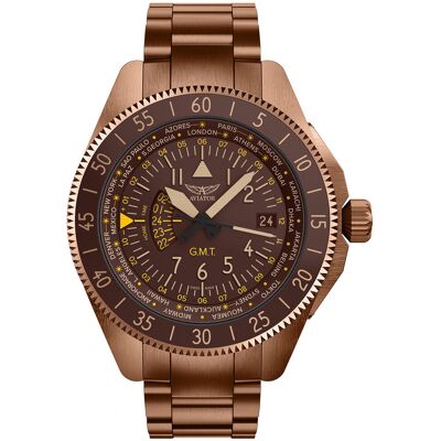 Zegarek Męski Aviator V.1.37.8.306.5 brązowy Zegarek Męski Aviator V.1.37.8.306.5 brązowy