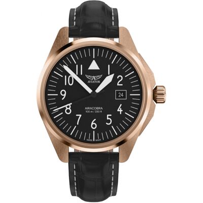 Zegarek Męski Aviator V.1.38.2.315.4 czarny Zegarek Męski Aviator V.1.38.2.315.4 czarny