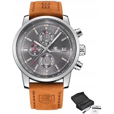 ZeeTech Zegarek Męski Benyar Klasyczny Elegancki Chronograf Datownik + Pudełko ZeeTech Zegarek Męski Benyar Klasyczny Elegancki Chronograf Datownik + Pudełko