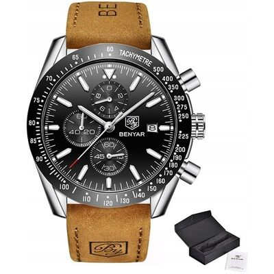 TMZEGARKI Zegarek Męski Klasyczny Benyar Chronograf +Pudełko TMZEGARKI Zegarek Męski Klasyczny Benyar Chronograf +Pudełko