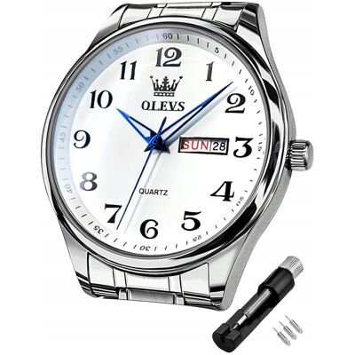 Inny producent Zegarek Męski Kwarcowy 40Mm, Stalowy Pasek, Wodoszczelny 30M, Kalendarz Inny producent Zegarek Męski Kwarcowy 40Mm, Stalowy Pasek, Wodoszczelny 30M, Kalendarz
