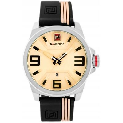 Zegarek Męski Naviforce - Nf9098 - Beige/black + Grawer Zegarek Męski Naviforce - Nf9098 - Beige/black + Grawer