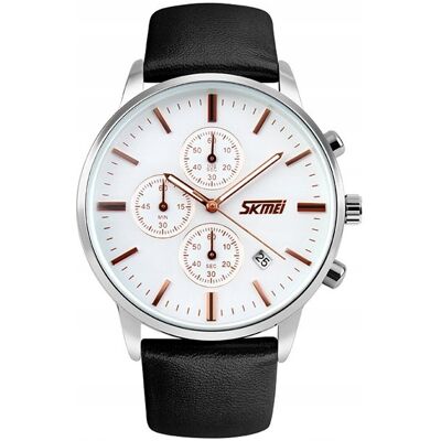 Zegarek męski - SKMEI - pasek - skóra - chronograf Zegarek męski - SKMEI - pasek - skóra - chronograf