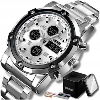 SKMEI Zegarek Męski Sportowy Cyfrowy Modny Stoper Datownik Alarm Led + Pudełko SKMEI Zegarek Męski Sportowy Cyfrowy Modny Stoper Datownik Alarm Led + Pudełko