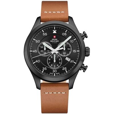 SWISS MILITARY CHRONO Zegarek męski SWISS MILITARY SM34076.08 brązowy klasyczny SWISS MILITARY CHRONO Zegarek męski SWISS MILITARY SM34076.08 brązowy klasyczny