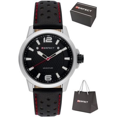 Zegarek Perfect W146-02 męski perforowany pasek 44 mm Zegarek Perfect W146-02 męski perforowany pasek 44 mm