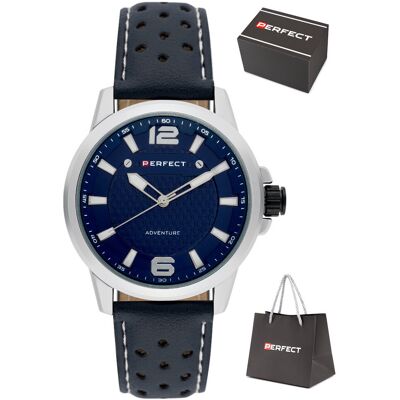Zegarek Perfect W146-03 męski perforowany pasek 44 mm Zegarek Perfect W146-03 męski perforowany pasek 44 mm