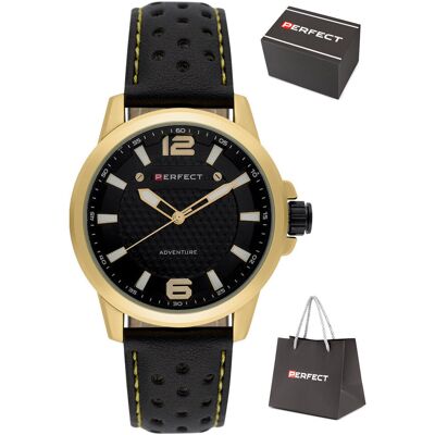 Zegarek Perfect W146-04 męski perforowany pasek 44 mm Zegarek Perfect W146-04 męski perforowany pasek 44 mm